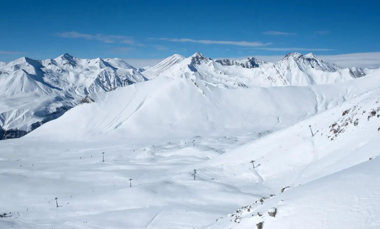Snow-covered slopes of Gudauri at 2,000 m, where Gudauri Lodge stands