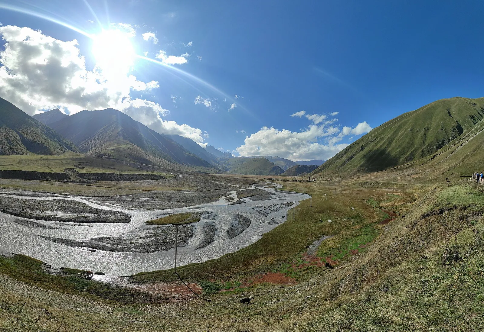 The Truso Valley near Kazbegi with the river and bare mountain slopes