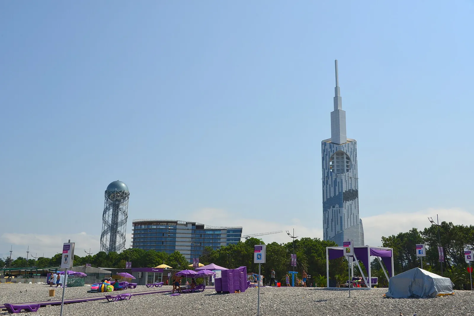The seafront promenade in Batumi with palm trees and the Black Sea
