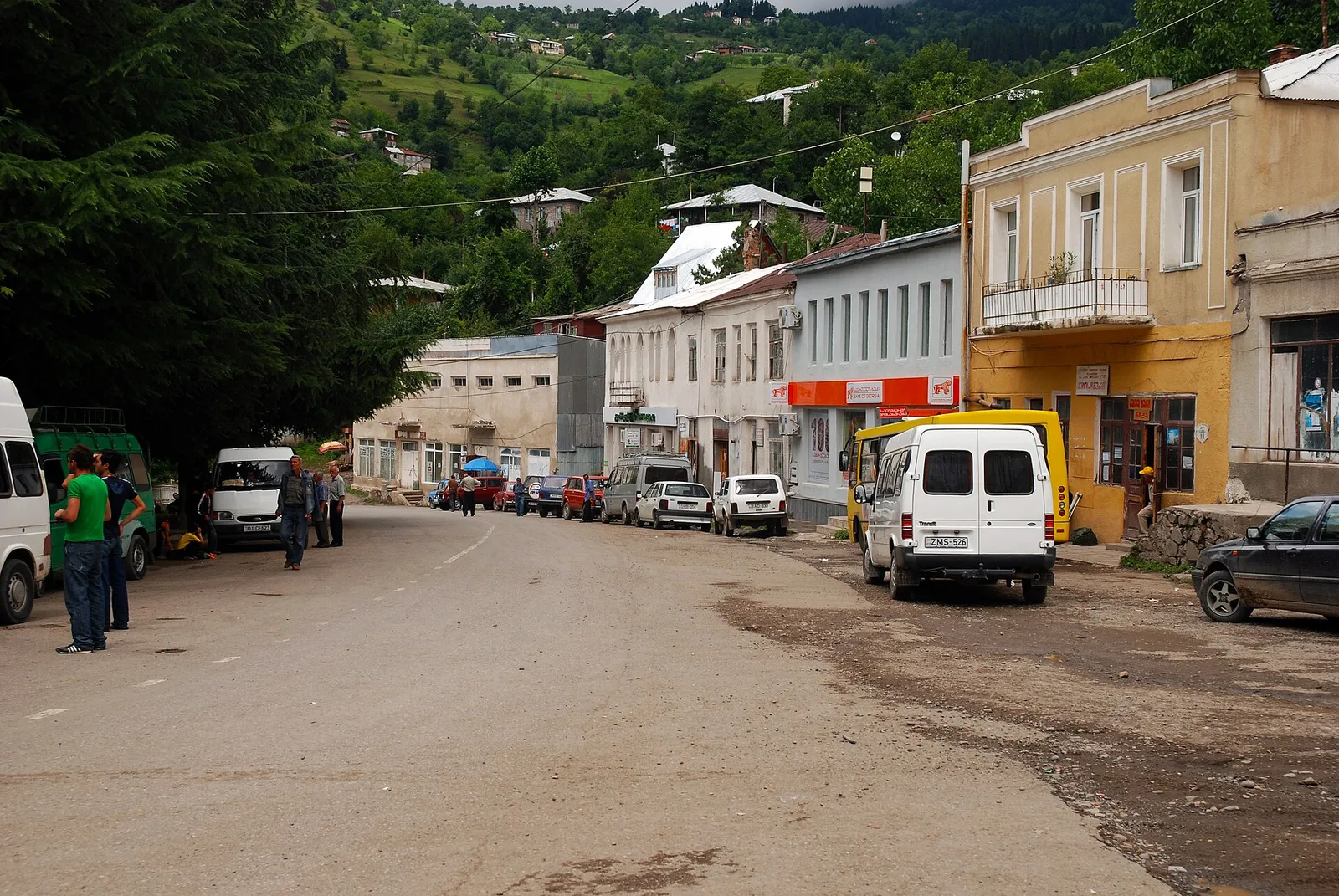 The main street of Khulo, where the town guesthouses and Hotel Posta are