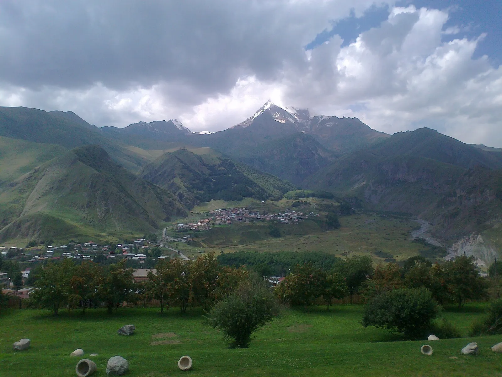 Mount Kazbek seen from the Rooms Hotel in Stepantsminda